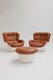 Paire de Fauteuil et Ottoman Karaté par Michel Cadestin pour Airborne