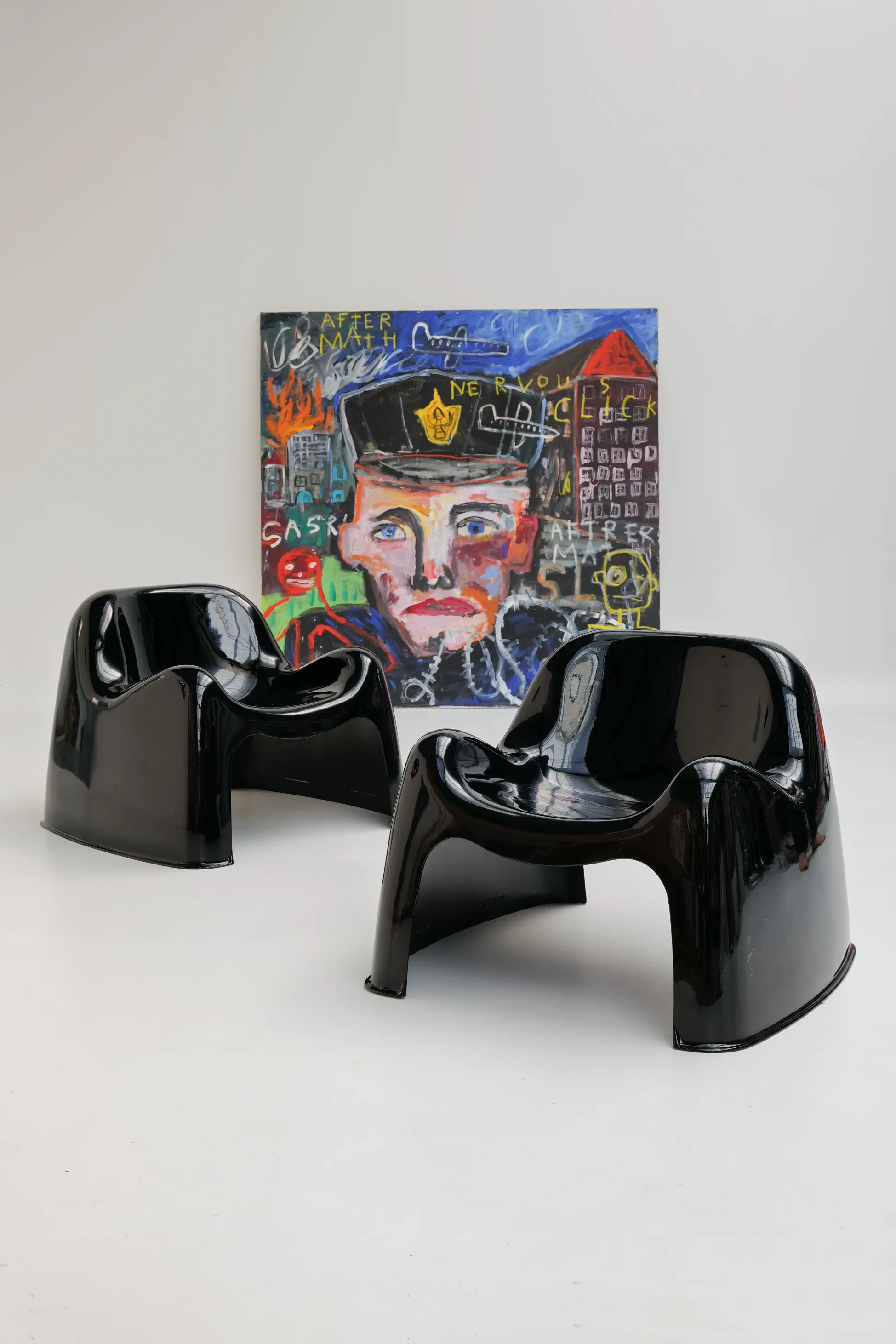 Paire de chaise Toga en Fibre de Verre Noire par Sergio Mazza pour Artemide