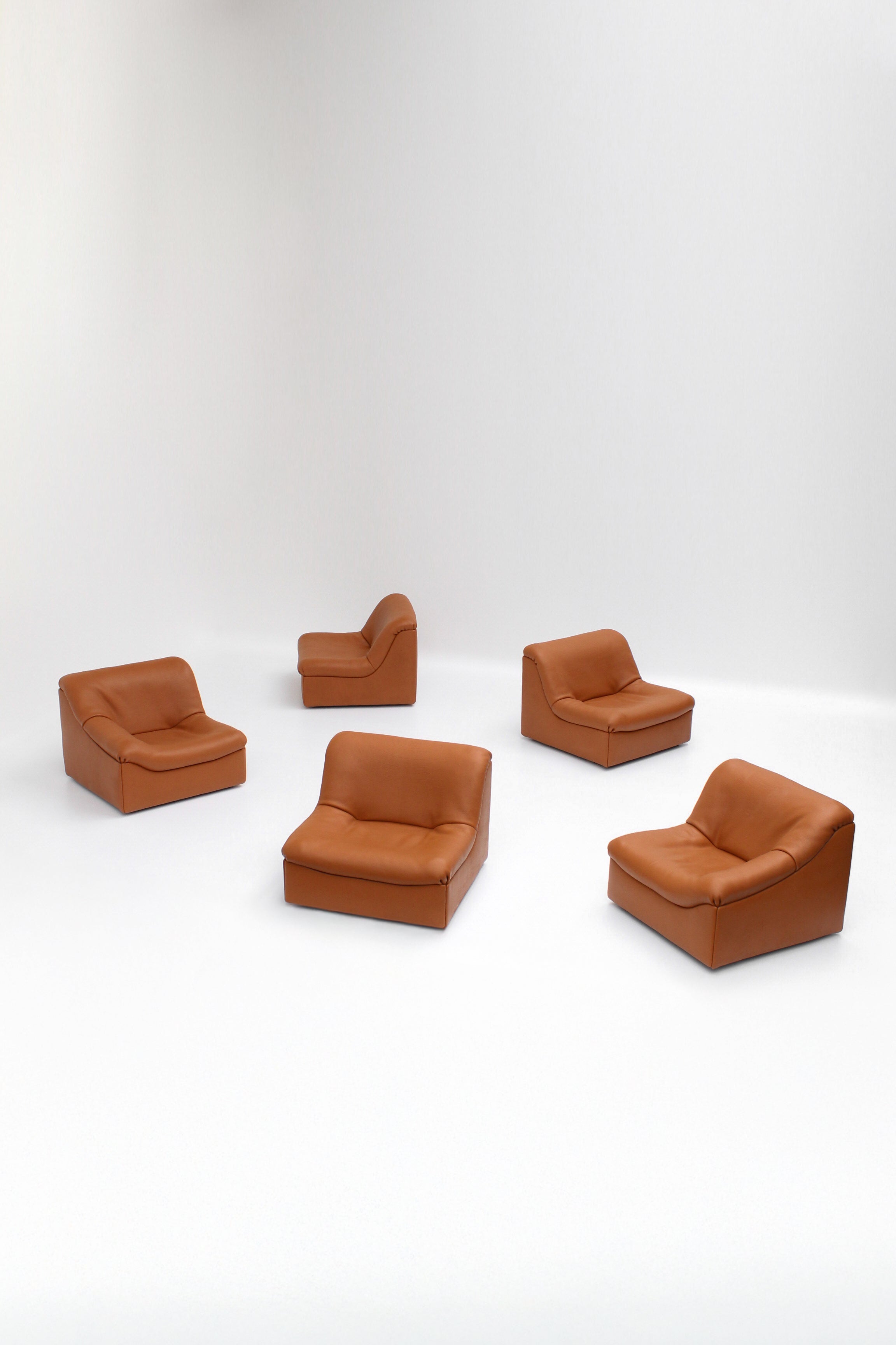 Canapé modulaire DS-46 en cuir cognac par De Sede