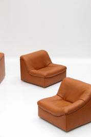 Canapé modulaire DS-46 en cuir cognac par De Sede