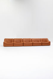 Canapé modulaire DS-46 en cuir cognac par De Sede