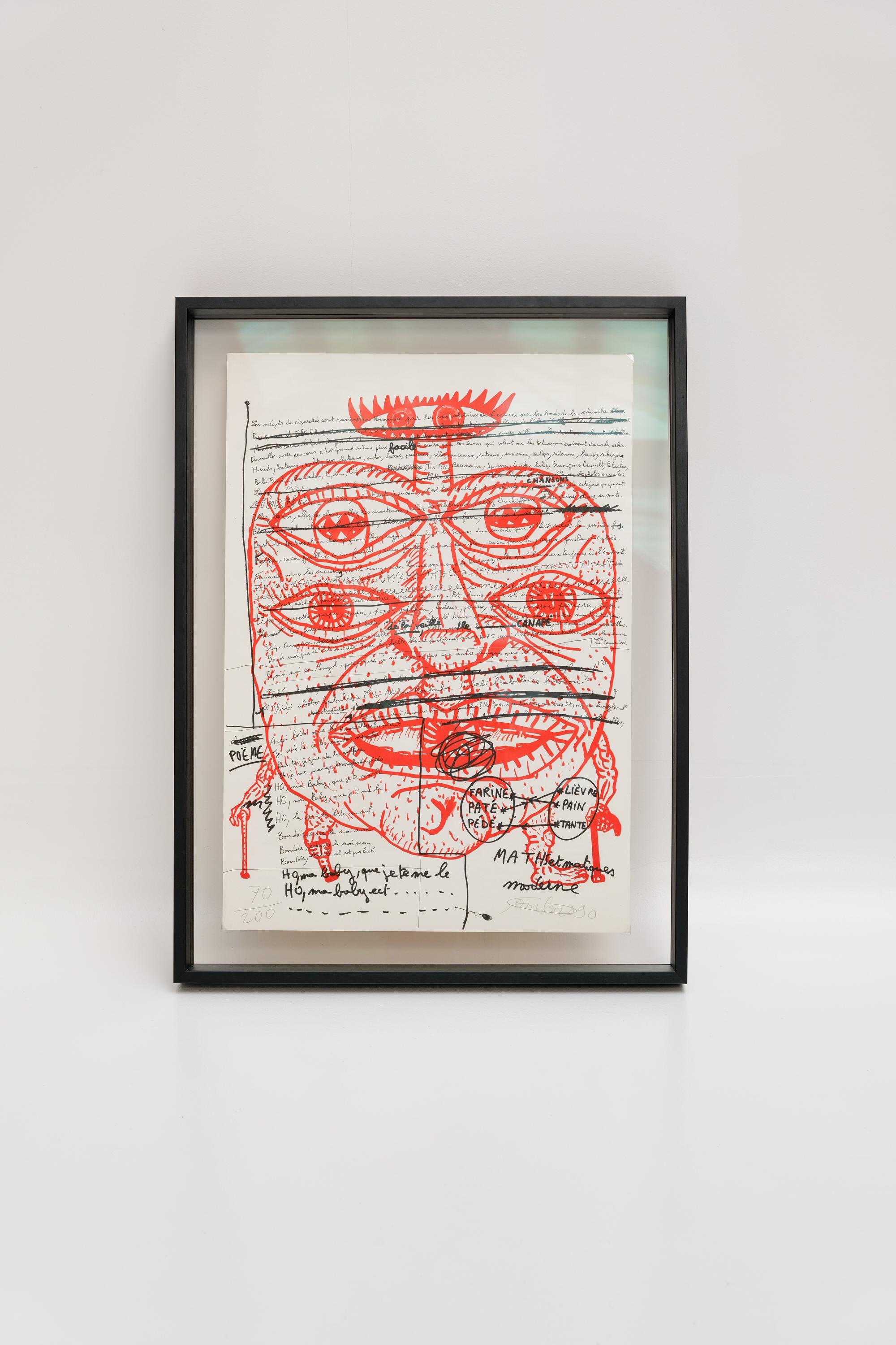COMBAS Robert - Lithographie originale double face « Portrait Feu"