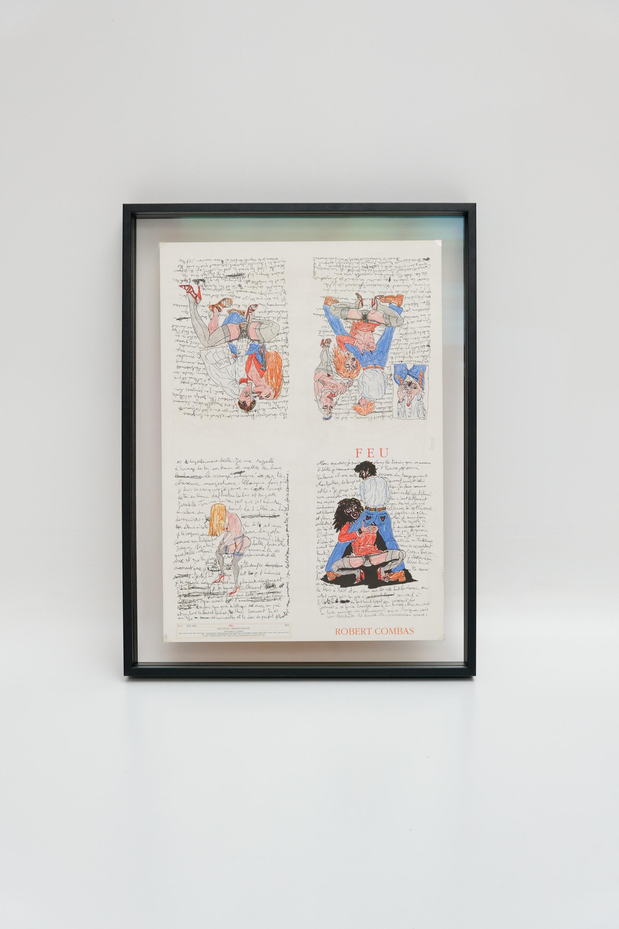 COMBAS Robert - Lithographie originale double face « Portrait Feu"