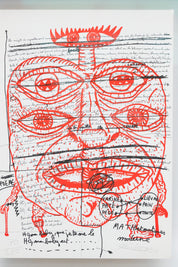 COMBAS Robert - Lithographie originale double face « Portrait Feu"