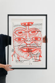 COMBAS Robert - Lithographie originale double face « Portrait Feu"