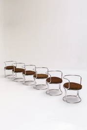 Chaise design de Gae Aulenti pour Prisunic, structure tubulaire et tissu léopard, années 70