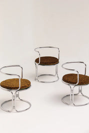 Chaise design de Gae Aulenti pour Prisunic, structure tubulaire et tissu léopard, années 70