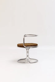 Chaise design de Gae Aulenti pour Prisunic, structure tubulaire et tissu léopard, années 70