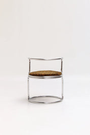 Chaise design de Gae Aulenti pour Prisunic, structure tubulaire et tissu léopard, années 70