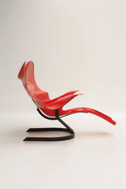 Chaise longue "Elephant" rouge – édition limitée 7/100 par Bernard Rancillac