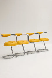Set de 4 chaises Cobra par Giotto Stoppino jaune