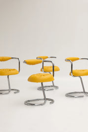 Set de 4 chaises Cobra par Giotto Stoppino jaune