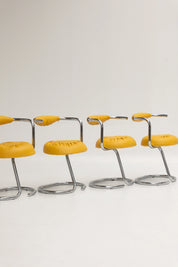 Set de 4 chaises Cobra par Giotto Stoppino jaune