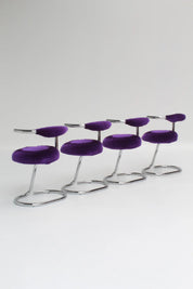 Set de 4 chaises Cobra par Giotto Stoppino, velours violet