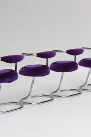 Set de 4 chaises Cobra par Giotto Stoppino, velours violet