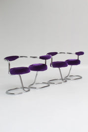 Set de 4 chaises Cobra par Giotto Stoppino, velours violet