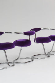 Set de 4 chaises Cobra par Giotto Stoppino, velours violet
