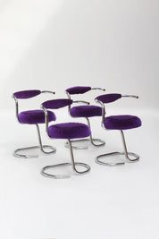 Set de 4 chaises Cobra par Giotto Stoppino, velours violet