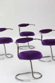 Set de 4 chaises Cobra par Giotto Stoppino, velours violet