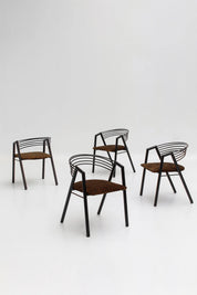 Ensemble de chaises postmodernes en tissu léopard