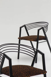 Ensemble de chaises postmodernes en tissu léopard