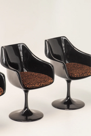 Set de 4 chaises Tulip noires et léopard