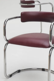 Ensemble de 4 chaises Zougoises Victoria en cuir bordeaux