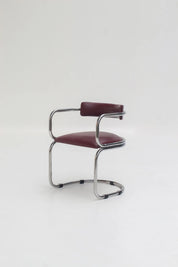 Ensemble de 4 chaises Zougoises Victoria en cuir bordeaux
