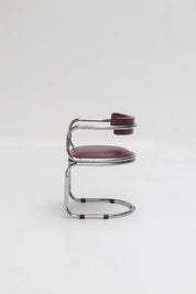 Ensemble de 4 chaises Zougoises Victoria en cuir bordeaux