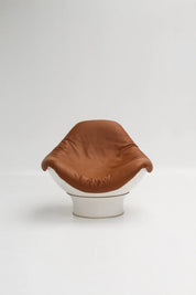 Fauteuil Rodica en cuir caramel par Mario Brunu pour Comfort, Italie