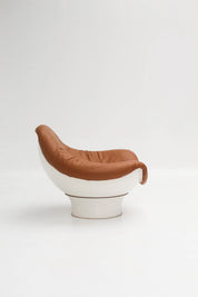 Fauteuil Rodica en cuir caramel par Mario Brunu pour Comfort, Italie
