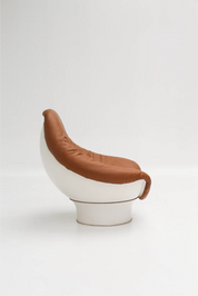 Fauteuil Rodica en cuir caramel par Mario Brunu pour Comfort, Italie