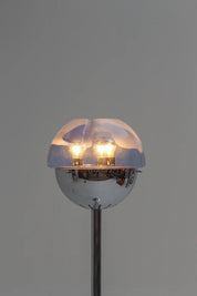 Lampadaire chromé en verre de Murano bleu