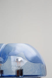 Lampadaire chromé en verre de Murano bleu