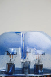 Lampadaire chromé en verre de Murano bleu