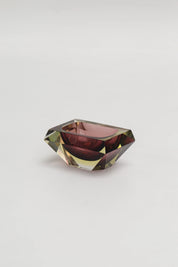 Cendrier "Murano Diamant" en verre sommerso bicolore Bordeaux et Jaune