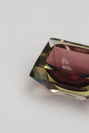 Cendrier "Murano Diamant" en verre sommerso bicolore Bordeaux et Jaune