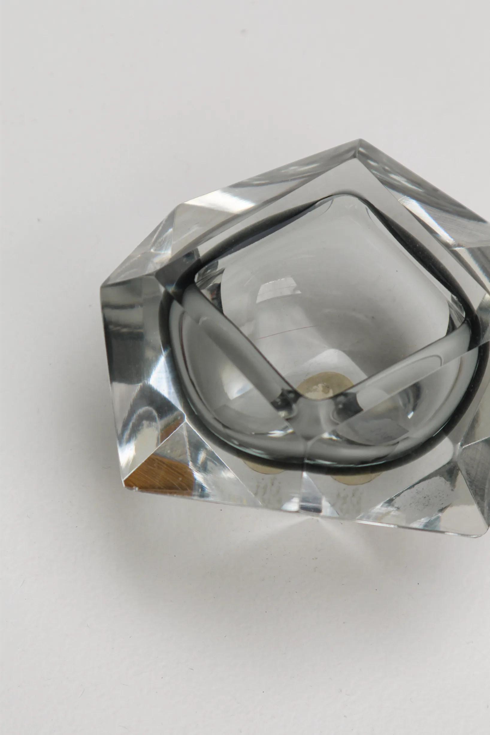 Cendrier "Murano Diamant" en verre sommerso transparent