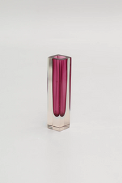 Soliflore Murano en verre sommerso rose