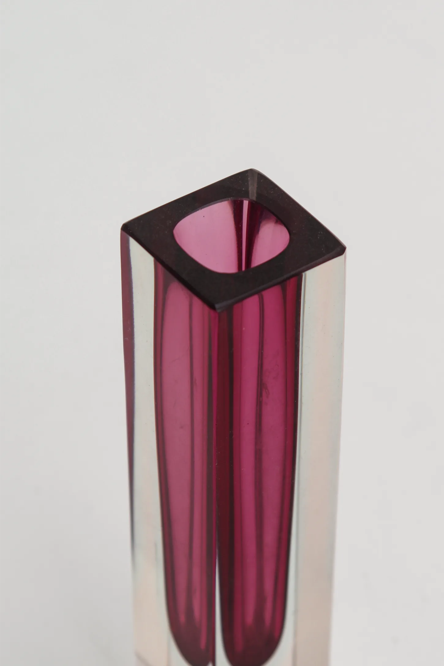 Soliflore Murano en verre sommerso rose