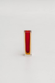 Soliflore Murano en verre sommerso rouge et ambre
