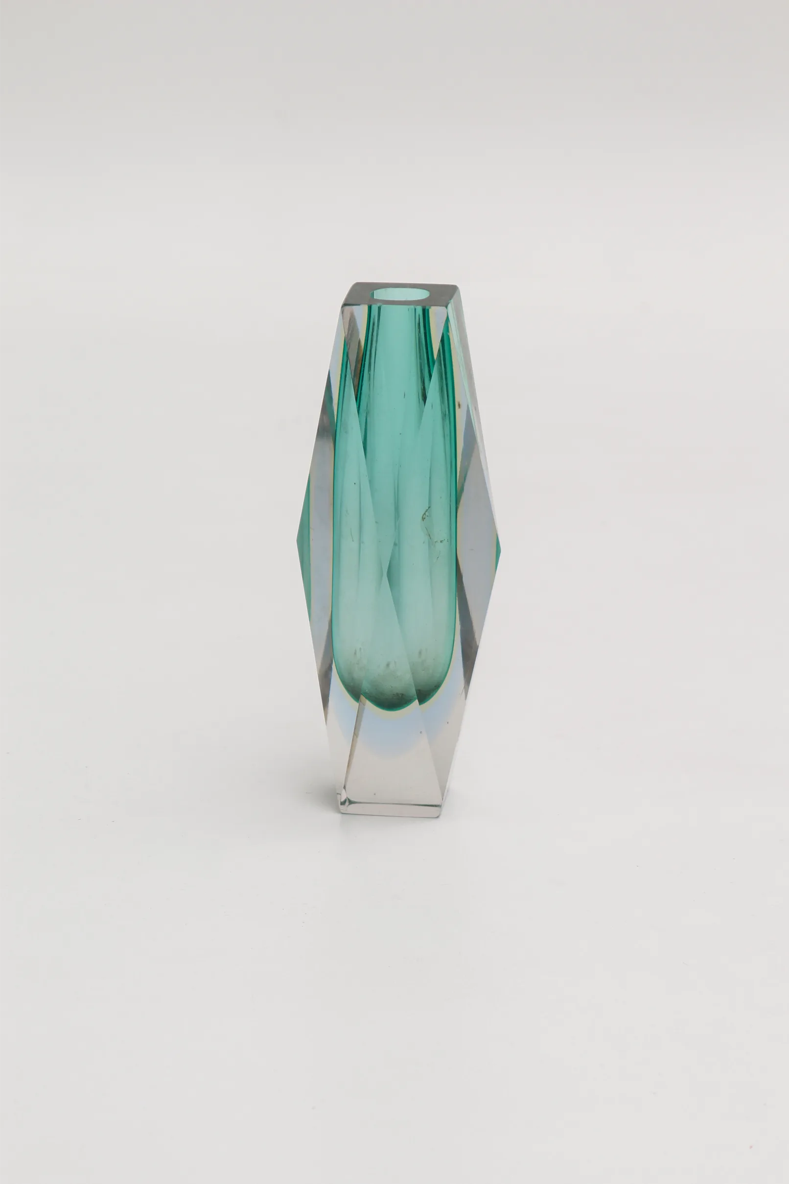 Soliflore "Murano Diamant" en verre sommerso turquoise