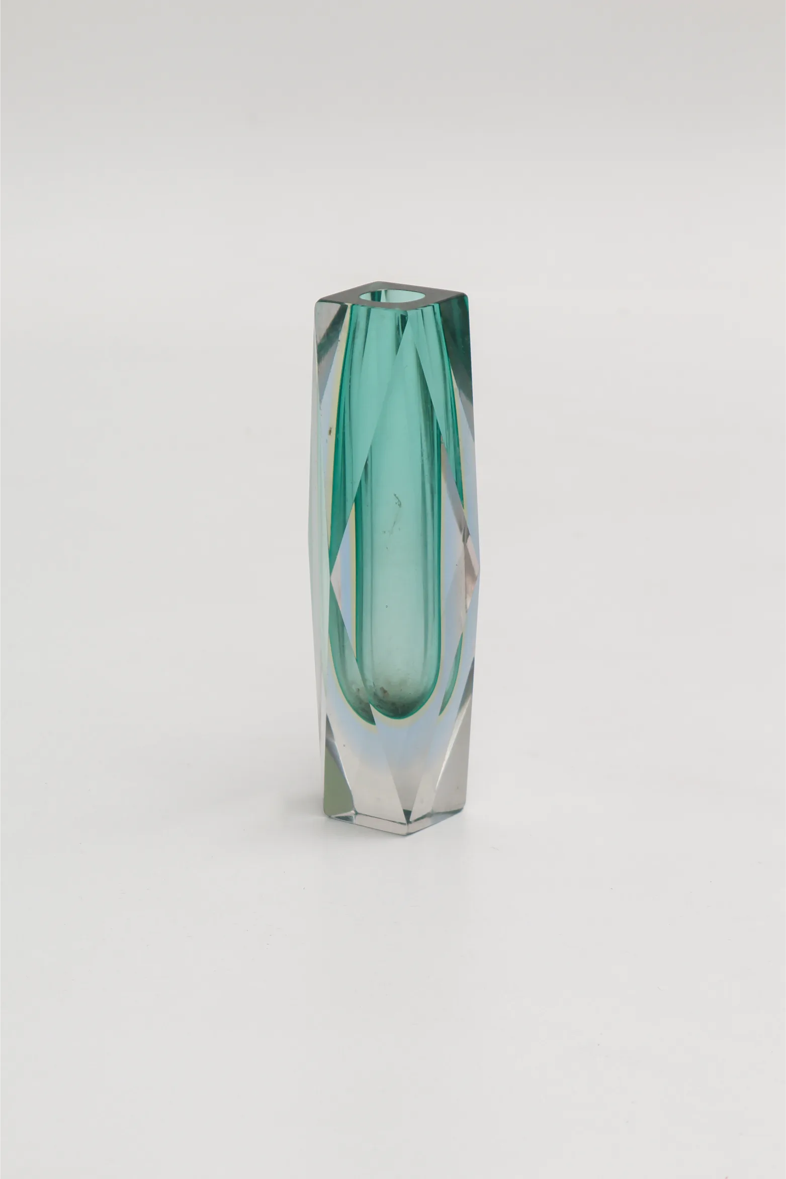 Soliflore "Murano Diamant" en verre sommerso turquoise