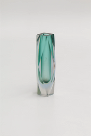 Soliflore "Murano Diamant" en verre sommerso turquoise