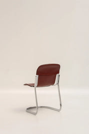 Chaises Willy Rizzo en cuir bordeaux