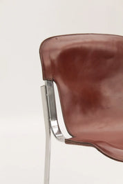 Chaises Willy Rizzo en cuir bordeaux