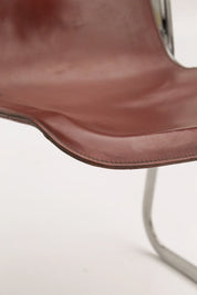 Chaises Willy Rizzo en cuir bordeaux