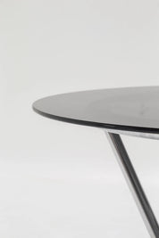 Table à manger chromée avec plateau en verre fumé